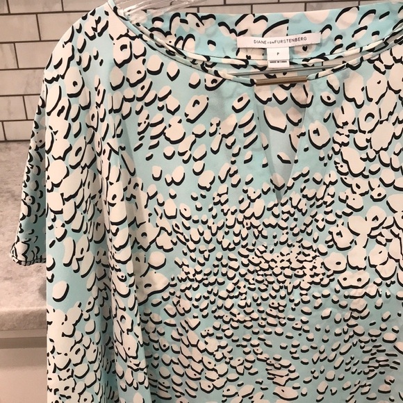 Diane Von Furstenberg Dress Squaretan Womens Petite Small Blue Tunic Boho - Picture 4 of 8